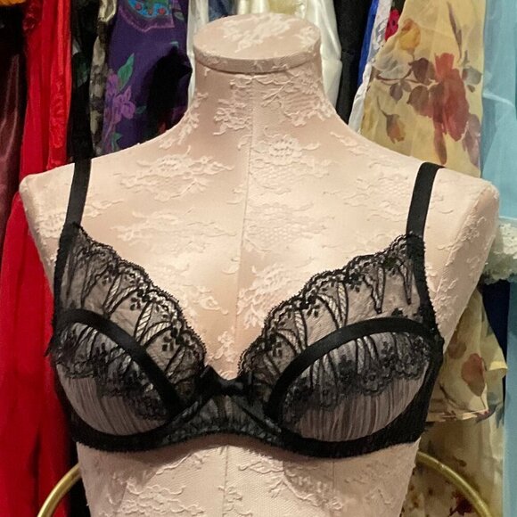 Agent Provocateur Sheer Pleated Tulle Lightly Padded Plunge Fifi Bra - Picture 2 of 3